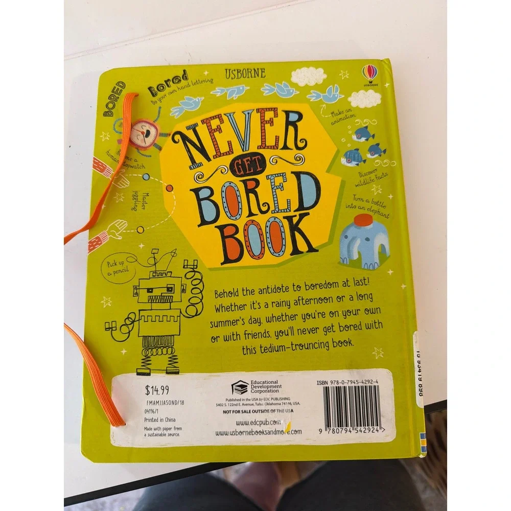 Usborne Never Get Bored Book Hardcover Activity Craft Games‎ 9780794542924 Green
